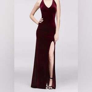 velvet v-neck sheath dress (burgundy) new, never worn